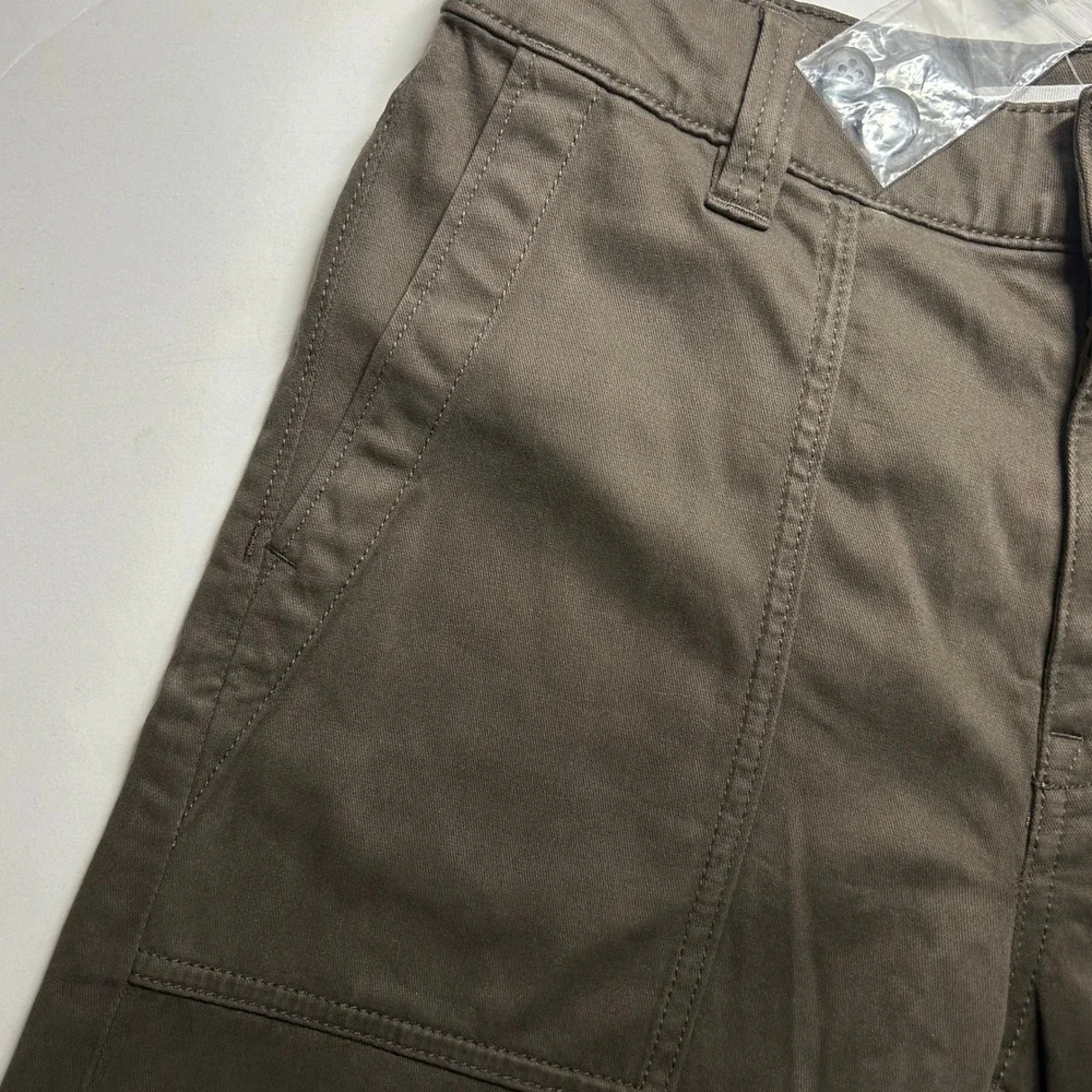 Madewell Womens Olive Darted Barrel Leg Cotton Blend Pants Trousers 23 New - Picture 3 of 10